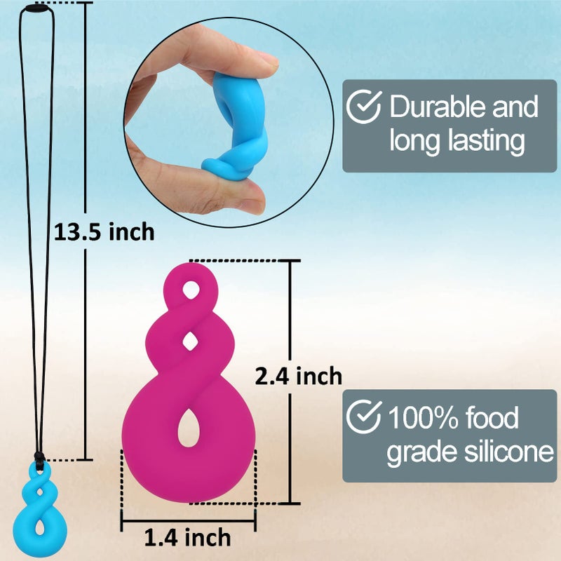 V-TOP Chew Necklaces for Kids With Autism, ADHD, SPD, or Special Needs - Sensory Silicone Chewy Necklace Toys for Boys, Girls, Adults, Teens - 4 Pack - Image 4